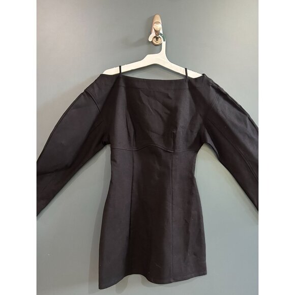 NWT Women's Size 2 'The Boatneck Mini Dress' Black Off-The-Shoulder Fitted Dress - Picture 2 of 7